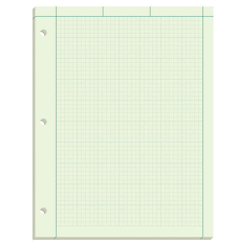 Ampad دفتر حسابات مهندسي أمباد، حجم 8-1/2 × 11، ورق بلون أخضر، تخطيط 5x5، مثقوب بـ 3 ثقوب، 100 ورقة لكل دفتر (22-142) - Image 1